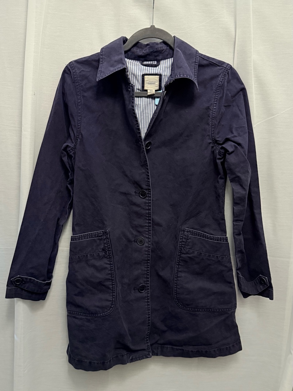 Lands' End Navy Button-Front Utility Jacket